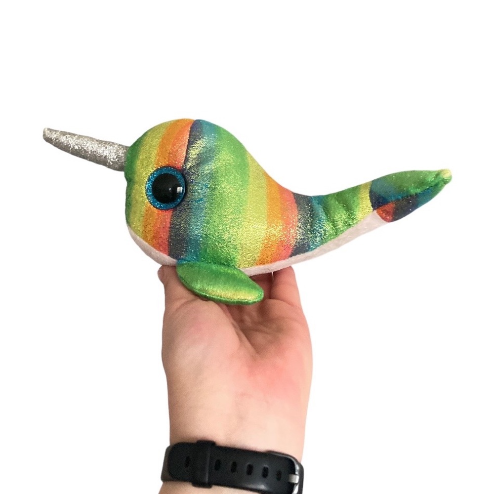 TY Beanie Babies Beanie Boos Nori Rainbow Glittery Narwal Stuffed Animals Plush
